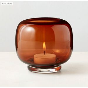 CB2 Coco Smoked Amber Glass Tealight Candle Holder EUC
